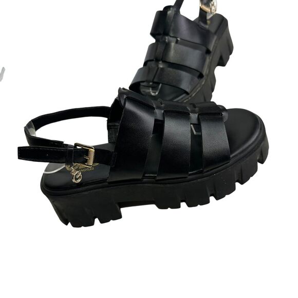 GBG Los Angeles Black chunky ankle Buckle strap Sandals 90s Y2k Size 5.5 - Picture 2 of 9